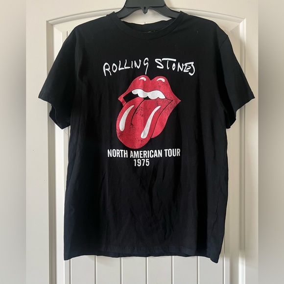 ROLLING STONES T Shirt Men's Large North American Tour 1975 Graphic Black Tee - Picture 4 of 4